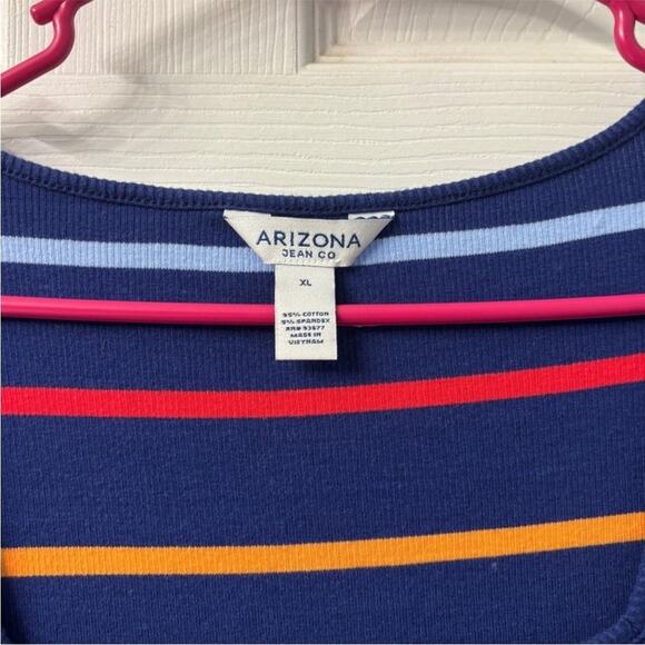 Arizona multicolor rainbow Fitted Cap Sleeve short knit dress XL Bodycon Y2K - Picture 3 of 5
